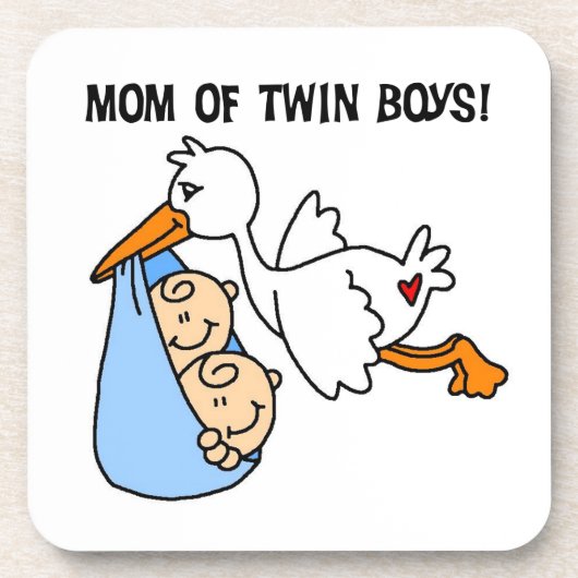 Twin Boys mam Stork-cadeautjes Onderzetter (Voorkant)