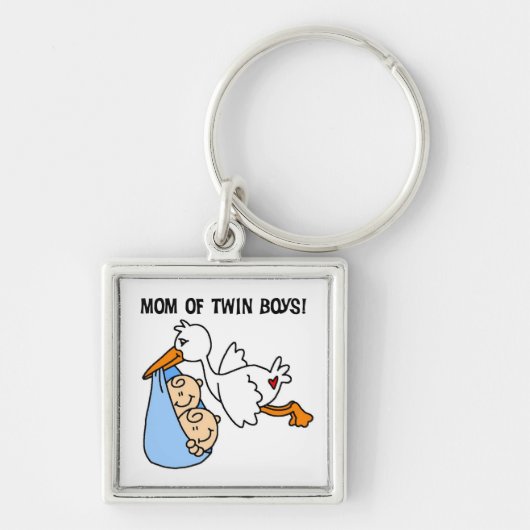Twin Boys mam Stork-cadeautjes Sleutelhanger (Voorkant)