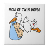 Twin Boys mam Stork-cadeautjes Tegeltje (Voorkant)