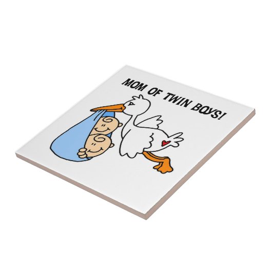 Twin Boys mam Stork-cadeautjes Tegeltje (Zijkant)