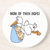 Twin Boys mam Stork-cadeautjes Zandsteen Onderzetter (Voorkant)