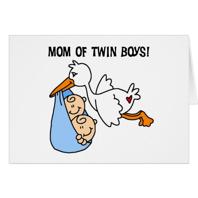 Twin Boys Mam Stork Tshirts en cadeautjes (Voorkant Horizontaal)