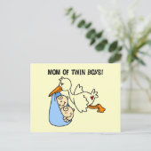 Twin Boys Mam Stork Tshirts en cadeautjes Briefkaart (Staand voorkant)