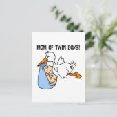 Twin Boys Mam Stork Tshirts en cadeautjes Briefkaart (Staand voorkant)