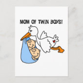 Twin Boys Mam Stork Tshirts en cadeautjes Briefkaart (Voorkant)