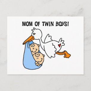 Twin Boys Mam Stork Tshirts en cadeautjes Briefkaart