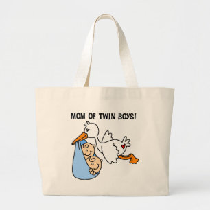 Twin Boys Mam Stork Tshirts en cadeautjes Grote Tote Bag