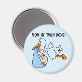 Twin Boys Mam Stork Tshirts en cadeautjes Magneet (Voorkant / Achterkant)
