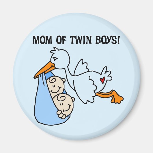 Twin Boys Mam Stork Tshirts en cadeautjes Magneet (Voorkant)