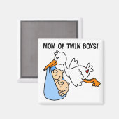 Twin Boys Mam Stork Tshirts en cadeautjes Magneet (Voorkant / Achterkant)