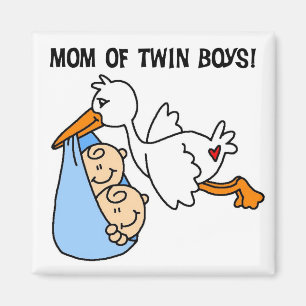 Twin Boys Mam Stork Tshirts en cadeautjes Magneet