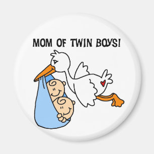 Twin Boys Mam Stork Tshirts en cadeautjes Magneet