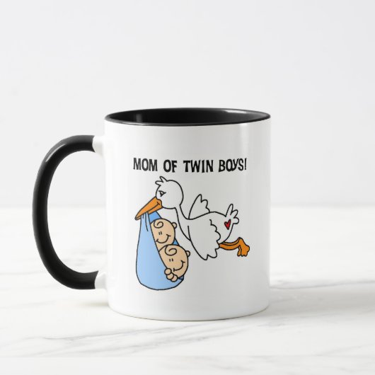 Twin Boys Mam Stork Tshirts en cadeautjes Mok (Links)