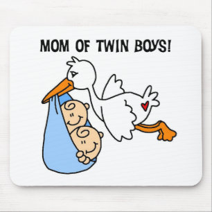 Twin Boys Mam Stork Tshirts en cadeautjes Muismat