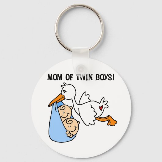 Twin Boys Mam Stork Tshirts en cadeautjes Sleutelhanger (Voorkant)