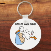 Twin Boys Mam Stork Tshirts en cadeautjes Sleutelhanger (Voorkant)