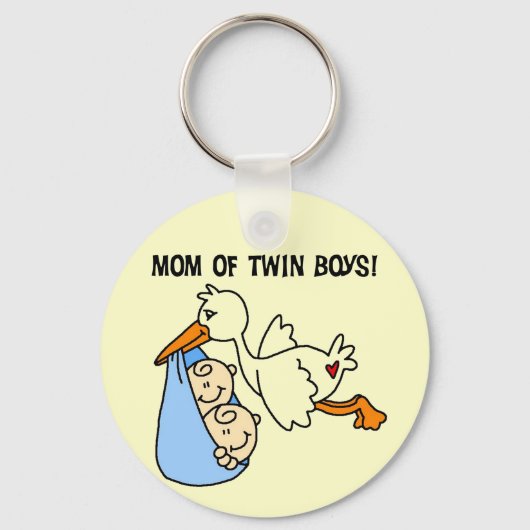 Twin Boys Mam Stork Tshirts en cadeautjes Sleutelhanger (Voorkant)