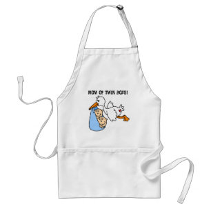 Twin Boys Mam Stork Tshirts en cadeautjes Standaard Schort