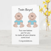 Twin Boys New Born Baby Kaart (Gele Bloem)