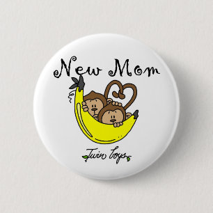 Twin Boys New Mam Tshirts en cadeaus Ronde Button 5,7 Cm