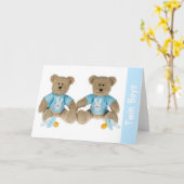 Twin Boys - Nieuwe Baby Groetjes Kaart (Gele Bloem)
