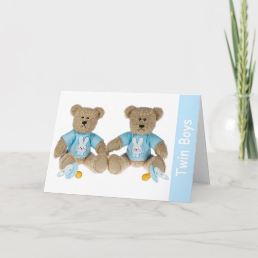 Twin Boys - Nieuwe Baby Groetjes Kaart (Voorkant)