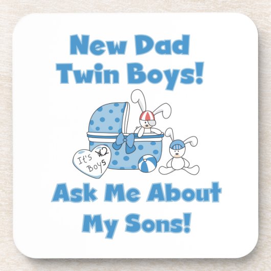 Twin Boys Nieuwe Papa Cadeaus Onderzetter (Voorkant)