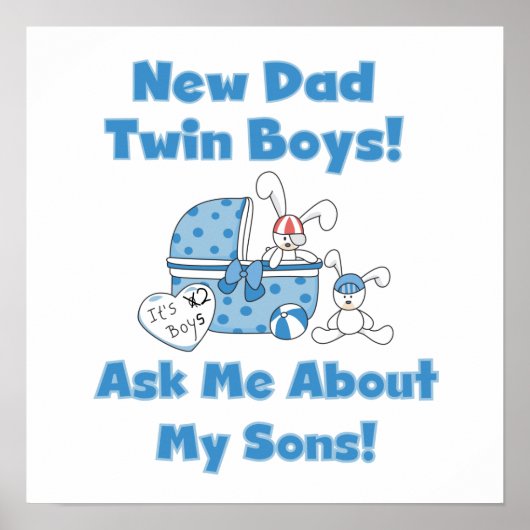 Twin Boys Nieuwe Papa Cadeaus Poster (Voorkant)