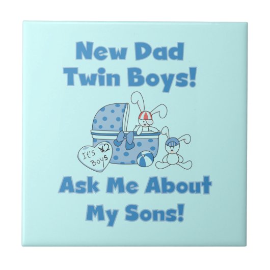 Twin Boys Nieuwe Papa Cadeaus Tegeltje (Voorkant)