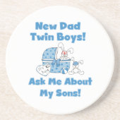 Twin Boys Nieuwe Papa Cadeaus Zandsteen Onderzetter (Voorkant)