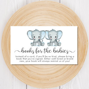Twin Boys Olifant boeken voor Baby shower Informatiekaartje