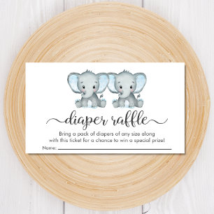 Twin Boys Olifant Luier Raffle Baby shower Informatiekaartje