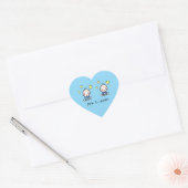 Twin Boys, Own Text, Blue, Custom Twin Babies  Hart Sticker (Envelop)
