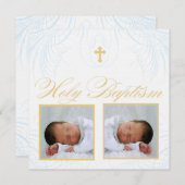 Twin Boys Photo Baptism Invitation Kaart (Voorkant / Achterkant)