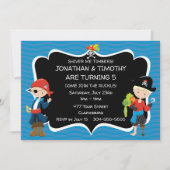 Twin Boys Pirate Birthday Party Kaart (Voorkant)