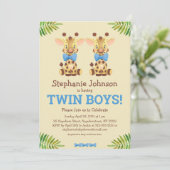 Twin Boys Safari Giraffe Cute Baby shower Kaart (Staand voorkant)