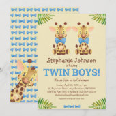 Twin Boys Safari Giraffe Cute Baby shower Kaart (Voorkant / Achterkant)