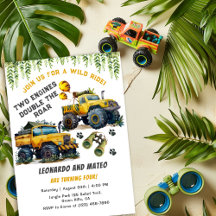 Twin Boys Safari Oerwoud Monster Truck Verjaardag