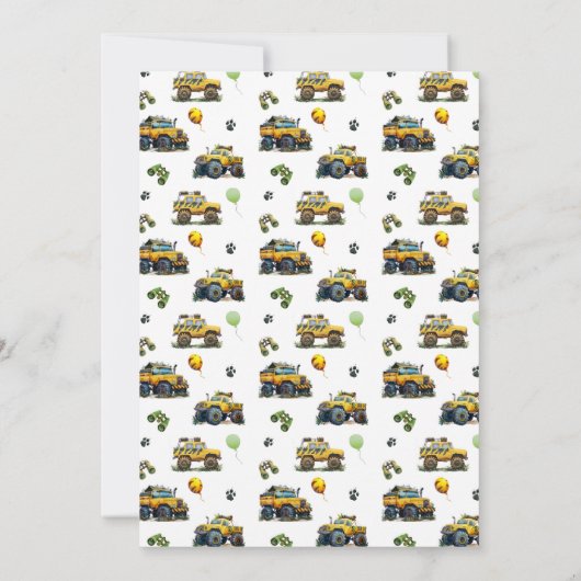 Twin Boys Safari Oerwoud Monster Truck Verjaardag Kaart (Achterkant)