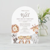 Twin Boys Safari Two Little Wild Ones Baby shower Kaart (Staand voorkant)