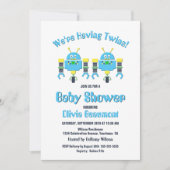 Twin Boys Schattige Robots Baby shower Kaart (Voorkant)