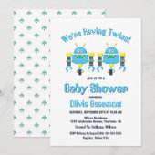 Twin Boys Schattige Robots Baby shower Kaart (Voorkant / Achterkant)