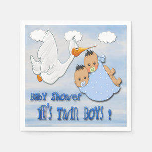 Twin Boys - Stork Baby shower Papieren servetten