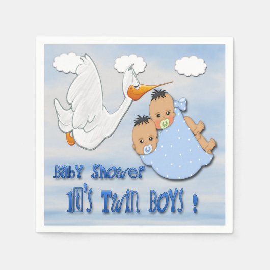Twin Boys - Stork Baby shower Papieren servetten (Voorkant)