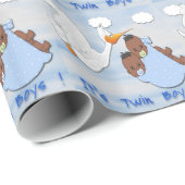 Twin Boys - Stortel B Baby shower wrappen papier (Rol Hoek)