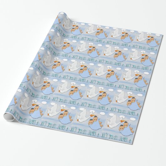 Twin Boys - Stortend Baby shower-opvulpapier Cadeaupapier (Uitgerold)
