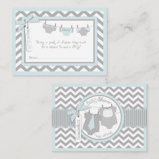 Twin Boys Stropdas Bow Stropdas Luier Raffle Ticke Informatiekaartje (Voorkant / Achterkant)