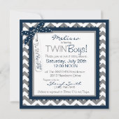 Twin Boys Stropdassen Chevron Print Baby shower Kaart (Achterkant)