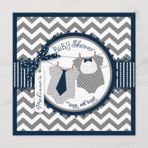 Twin Boys Stropdassen Chevron Print Baby shower Kaart