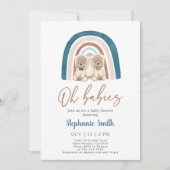 Twin Boys Teddy Bear Rainbow Baby shower Kaart (Voorkant)